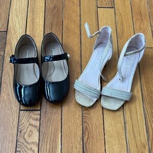Size 13 Girls Dress Shoes Black patent leather Mary Janes & Metallic Sandal